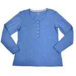 L.L.Bean  Long Sleeve Henley Top Women L Sky Blue Textured Outdoor Cottage Fairy Photo 1