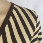 Rene Lezard Brown & Tan Chevron Striped V Neck Long Sleeve Knit Shirt Top XS Photo 2