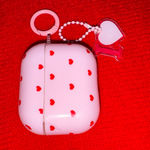 Heart Pattern AirPods Case with Charm Pink Photo 0