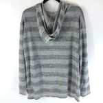Max Studio Womens Sweater Hoodie Pullover Thin Knit Striped Stretch Gray L Photo 1