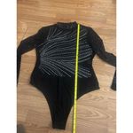 Sheer Sparkly Shiny Mock Neck Long Sleeve Bodysuit Size XL Black Photo 4