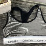Calvin Klein  Silver & White Metallic Cropped Athletic Racerback Bralette Top M Photo 2