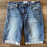 Paige Jax Knee Shorts Womens Blue Mid Rise Denim Bermuda Casual Vacation Luxury Photo 1