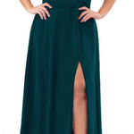 Azazie Teal Maxi Dress with Slit Photo 0