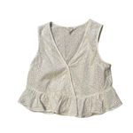 BCBGeneration White Eyelet Ruffle Hem Crop Top, Sz L Photo 9