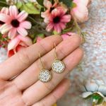 Brand New Gold Flower Disc Earrings Photo 2