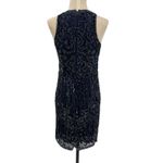 Theia Sequin Sheath‎ Dress Embellished Beaded Sleeveless Navy Blue Size US 4 Photo 6