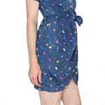 Peppermint Navy Blue Abstract Animal Preppy Mini Wrap Dress Photo 2