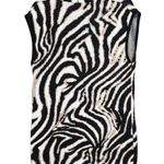 Chico's Maggie Duster Womens Small Black Tan Zebra Open Sweater Vest Lightweight Photo 3