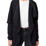 ALLSAINTS Black Dahlia Zip Drape Front Sweatshirt Cardigan Sweater XS Photo 0