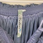 Andree Blue boho style cold shoulder lace sleeve relaxed fit blouse Size Large Photo 2