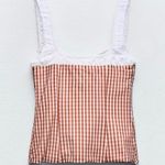 ZARA Gingham Tank Top Red White Size Small Photo 1