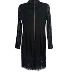 Pretty Little Thing Black Bodycon Long Sleeve Dress Sheer Sleeves Beaded Photo 7