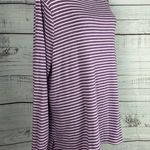 Chico's 2 Light Sweater Womens L Purple Striped Crew Neck Long Sleeves Stretch Photo 2