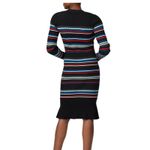 Parker New York Bruna Knit Dress Black Stripe Bodycon Crewneck Flare Hem XS Photo 5