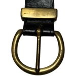 None Vintage Y2K Size M Black Leather Round Solid Brass Buckle Belt Photo 2