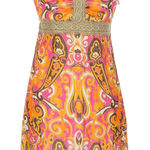 Vintage An Original Milly of New York Y2K Pink Gold Metallic Cotton Dress Size 6 Orange Photo 0