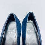 Stuart Weitzman Navy Blue Suede Rosette Peep-Toe Pumps Size 8M Photo 3