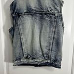 Denim Distressed Vest with Bandana Red Accent Size Small Blue Photo 2