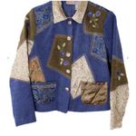 Womens Vintage Napa Valley Petites Blue Patchwork Beaded Multimedia Jacket lg Size undefined Photo 0