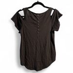 Lucky Brand Small Black Embroidered Cold Shoulder T-Shirt Top Photo 1