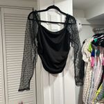 Miss Look  black long sleeve top with mesh sleeves Photo 1