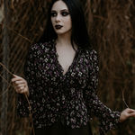 The Limited Vtg 90s Y2K Top M Whimsigoth Flare Sleeve Fairy Grunge Babydoll Purple Black Photo 0