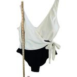 Summersalt Wrap One‑Piece Swimsuit Sz 16 Black V‑Neck Eco Friendly Tummy Control Tan Photo 7