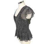 Ann Taylor  Black  White Polka Dot Silk Blend Smocked Peplum Top Size 6 Photo 4