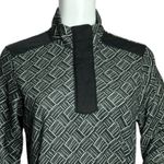 Adidas  Shirt Womens Small Black‎ White Geometric ClimaWarm Fleece Sweatshirt Photo 4