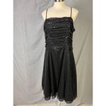 Taboo Vintage Y2K  Black Ruched Glitter Mesh Party Prom Dance Dress 12/14 Photo 6