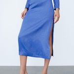 ZARA Satin Side Slit Spotted Midi Skirt Photo 2