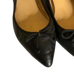 Talbots  Black Leather Pointed Toe Ballet Flats Bow 6 Classic preppy business Photo 2