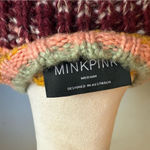 MINKPINK striped knit Sweater Orange pink crewneck medium khalida boho cottage Photo 4