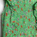 Banjanan Iris Floral Maxi Ruffle Tier Sleeveless Sheath Cotton Green Dress XS Photo 7