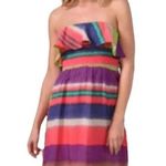 Shoshanna ANTHROPOLOGIE Silk  Serrapi Strapless Striped Ruffle Mini Dress Size 4 Photo 12