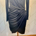 Aritzia Babaton Draped Dress Ruched Faux Wrap Long Sleeve Black Size Small Photo 4