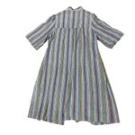 Vintage 70s Coffee Coat by Saybury Medium House Dress Striped Full Zip Photo 3