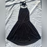 Audrey 3+1 Black Suede Halter Dress Small Photo 3