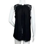 Brixon Ivy  Shirt Womens‎ Medium Blouse Black Floral Lace Trim Neutral Minimalist Photo 3