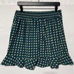 Band Of The Free New Diamond Print Ruffle Mini Skirt Colette Black Teal Size XS Photo 8