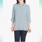 Hilary Radley Blue Women’s Casual Button Down Shirt Photo 4