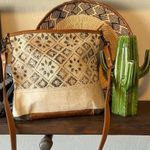 Myra Tessellated Rug Calf Hair Leather Canvas Shoulder Tote Adjustable Strap Bag White Photo 1