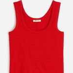 Madewell Regenerative Supima Cotton Ribbed Scoopneck Tank Festival Red XS NWT Photo 0