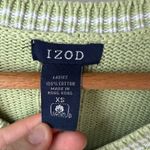 IZOD  Vintage Green + White V Neck Cable Knit Long Sleeve Sweater Photo 2