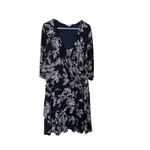 Robbie Bee Signature By  Plus Size Tiered V Neck Navy Floral Dress  Size 2X Photo 2