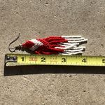 Vintage Native American Red White Arrow Bead Fringe Women’s Earrings Sz 4” Photo 7