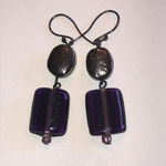 Purple and Metallic Black Dangle Earrings Photo 4