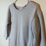 Athleta Gray Plush Tech Sweatshirt Dress Size Small Back Zip 3/4 Sleeve Pockets Photo 3