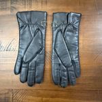 Vintage 80's Women's Black Faux Leather Gloves with Gold/Black Accent sz Small Photo 1